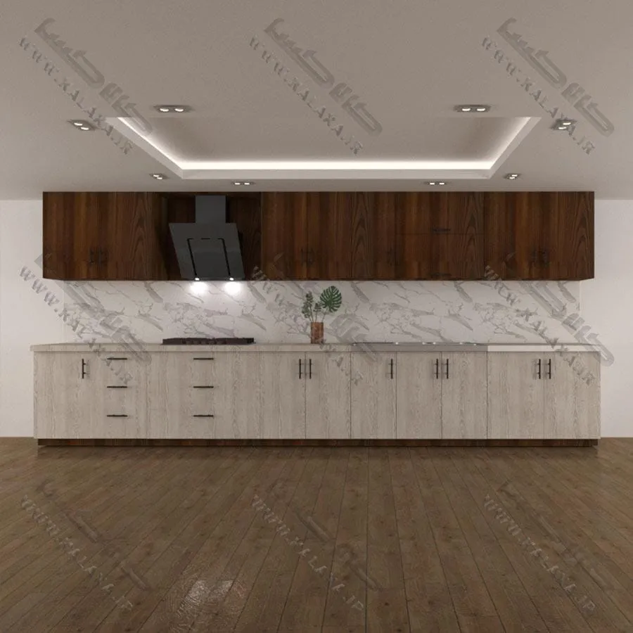 کابینت آماده ام دی اف 5 متری 6 کشو دورنگ بالا پایین