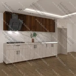 کابینت آماده ام دی اف 4 متری دستگیره دارای باکس یخچال