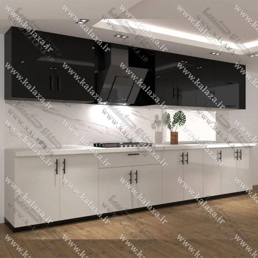 کابینت آماده های گلاس دورنگ بالاپایین تک کشو