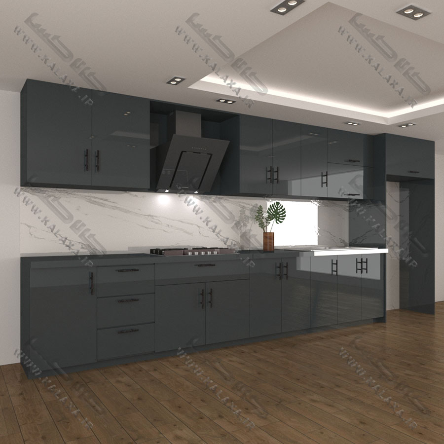 کابینت آماده هایگلاس 5 متری تک رنگ
