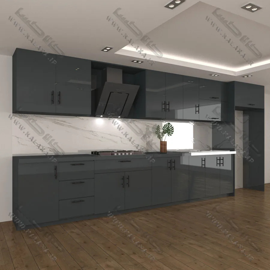 کابینت آماده هایگلاس 5 متری تک رنگ