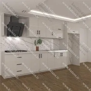 کابینت آماده هایگلاس ایرانی ۴ متری دستگیره + باکس یخچال — تصویر 2