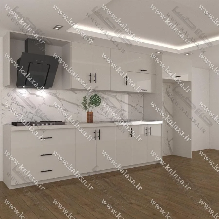 کابینت آماده هایگلاس ایرانی ۴ متری دستگیره + باکس یخچال — تصویر 2