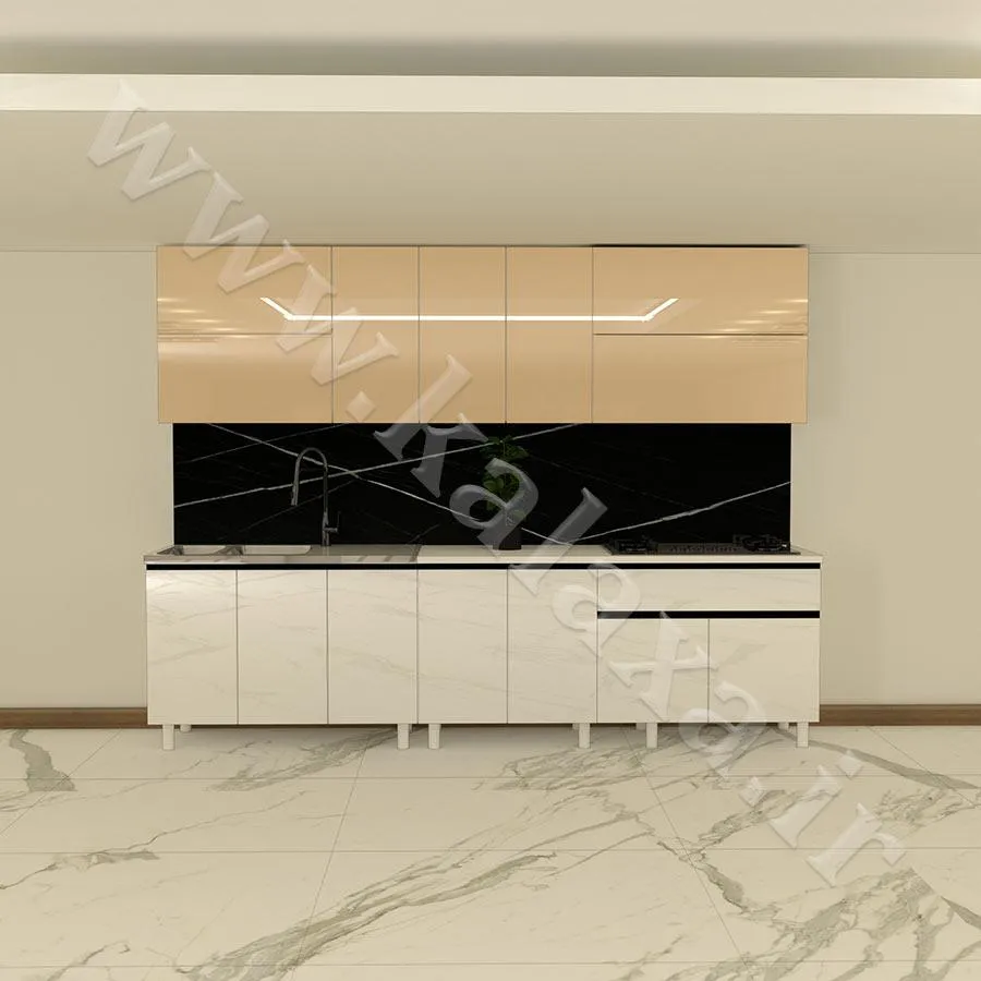 کابینت آماده هایگلاس ترک 3 متری دستگیره مخفی — تصویر 3