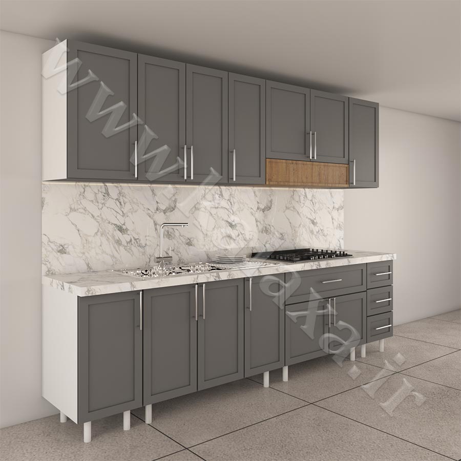 کابینت آماده ممبران نئوکلاسیک 3 متری طرح درب ساده 1 قیمت کابینت ممبران آماده برای دکوراسیون نئوکلاسیک