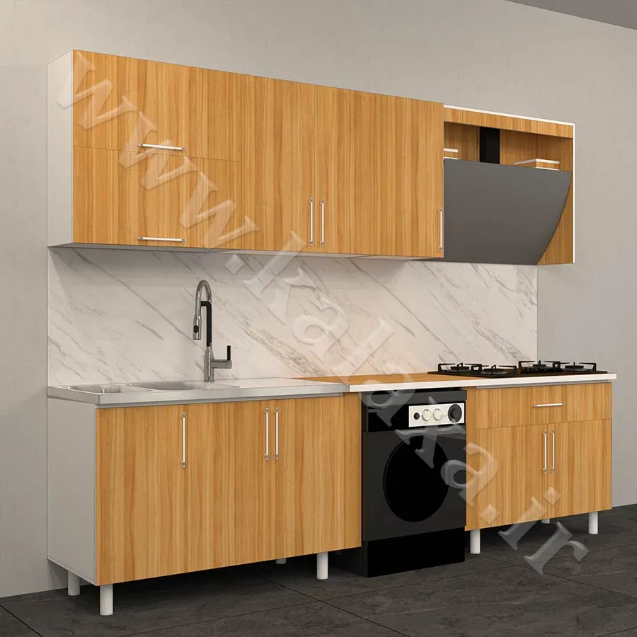 کابینت آماده نصب سه متری با طراحی مقاوم برای مناطق مرطوب