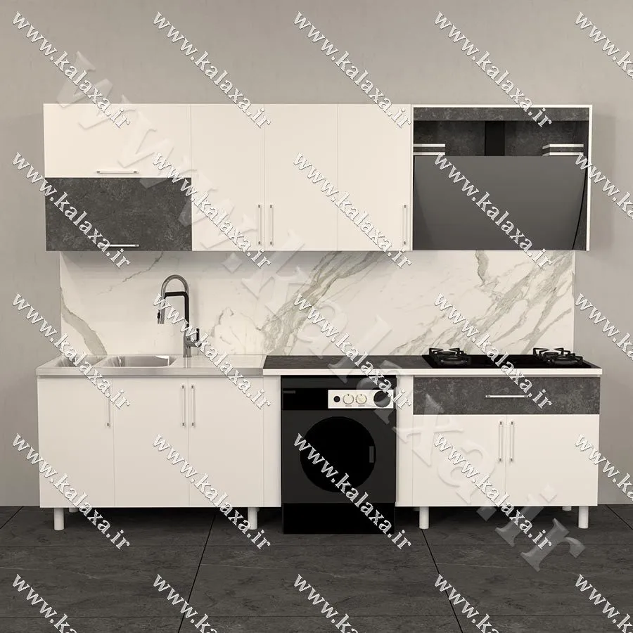 کابینت اماده نئوپان 3 متری دستگیره ای دارای جای لباسشویی