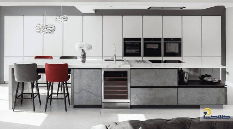 طراحی کابینت مدرن با استفاده از ام دی اف MDF و هایگلاس