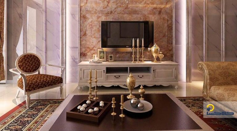 ماربل شیت در دکوراسیون دیوار تی وی ال کلاسیک
