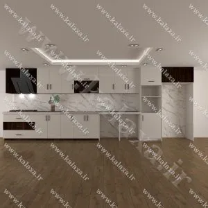 کابینت اماده هایگلاس ایرانی 6 متری دستگیره ای + باکس یخچال و فر — تصویر 15