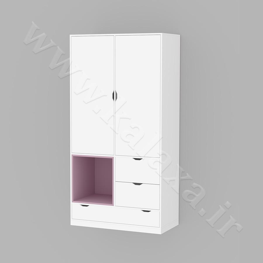 کمد درب لولایی مدل KDL212 3 compress مدل کمد در لولایی سفید چوبی مناسب دکوراسیون مدرن