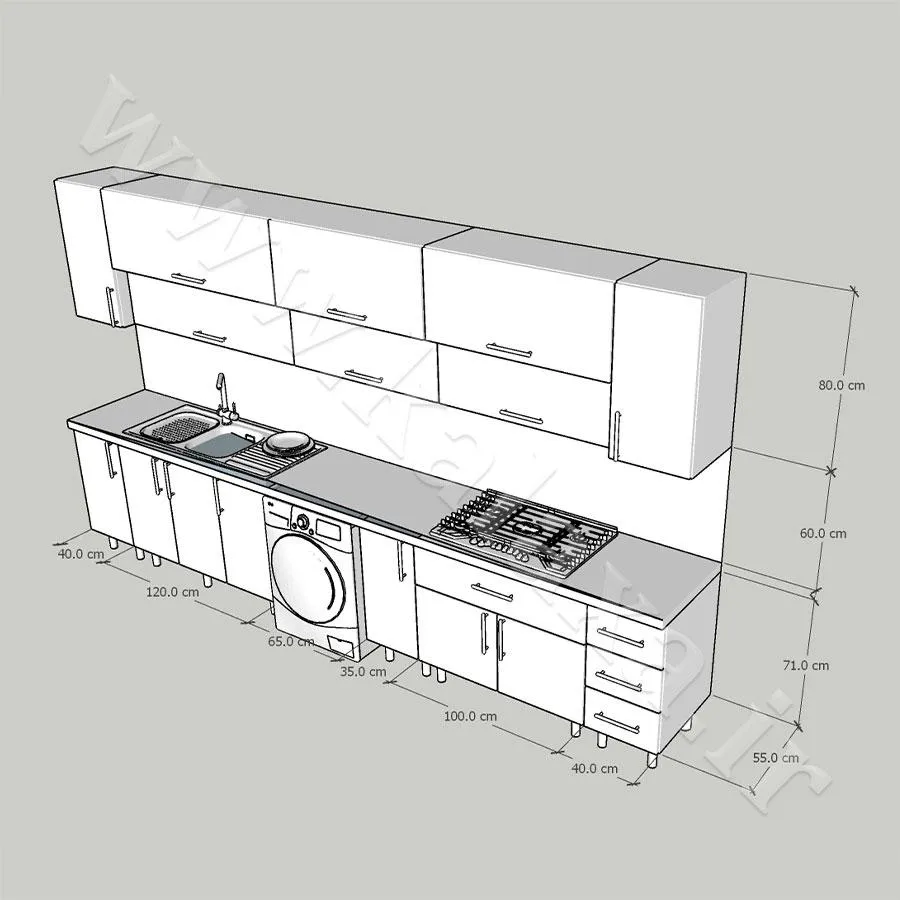 ابعاد و استانداردهای کابینت حجمی 4 متری