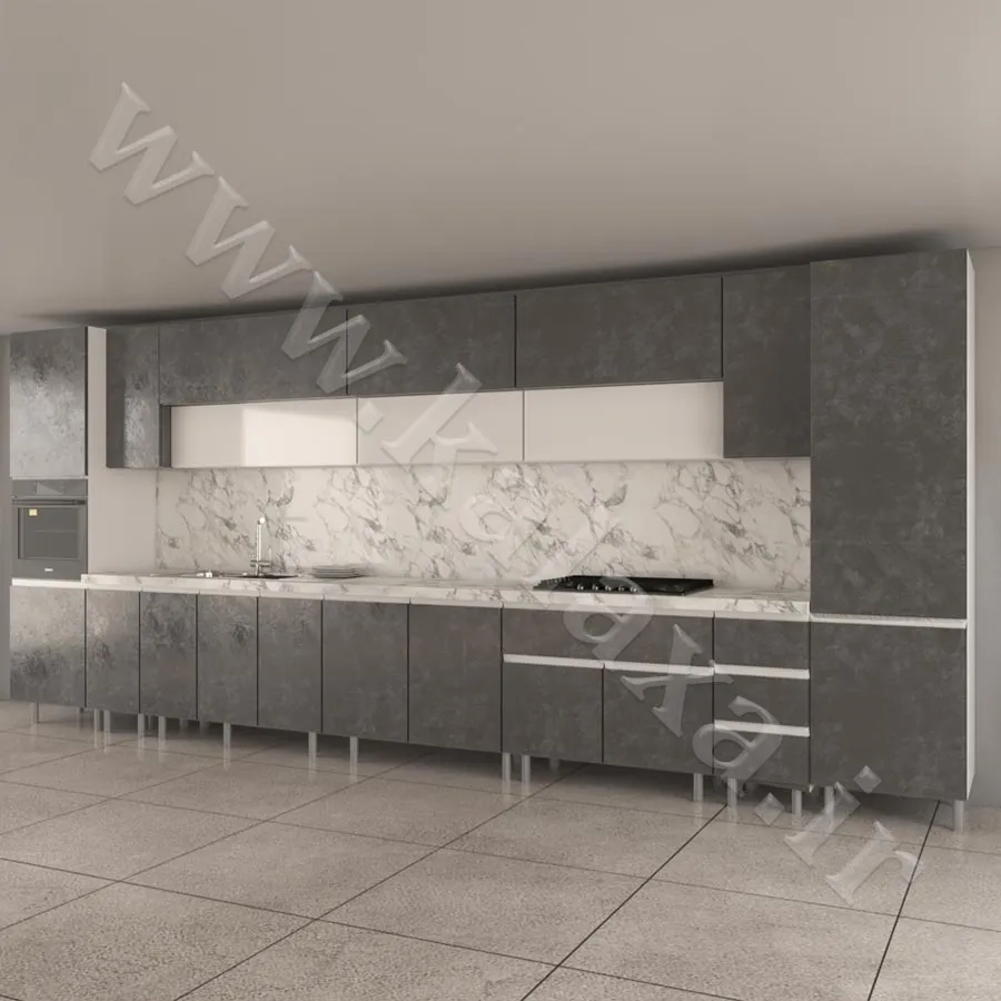 کابینت آماده دو پله ای سفید طوسی