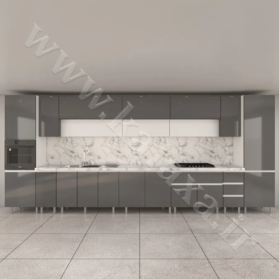 طرح کابینت دورنگ حجمی آماده