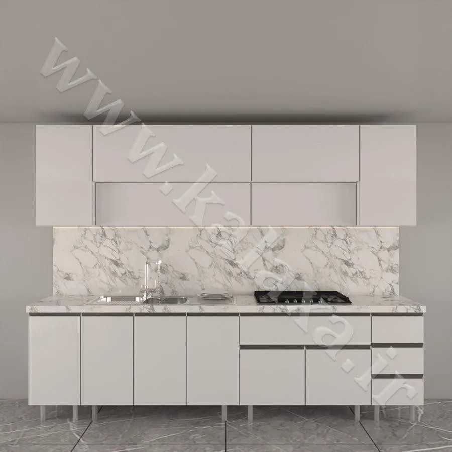 کابینت پله ای آماده هایگلاس ایرانی ۳ متری دستگیره مخفی