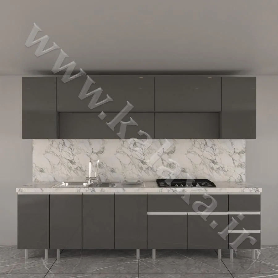 کابینت پله ای آماده هایگلاس ترک ۳ متری دستگیره مخفی
