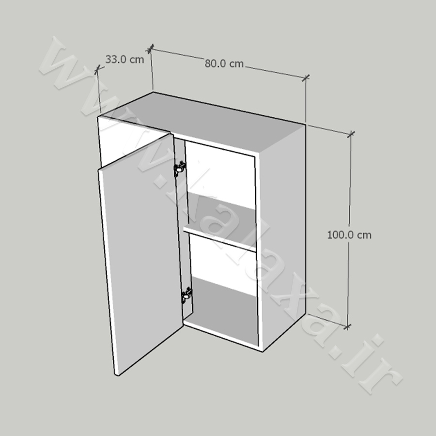 کابینت کنجی دیواری با دری ثابت در چپ 3 خرید کابینتهای کنجی و گوشهای دیواری با طرحهای شیک و بهروز
