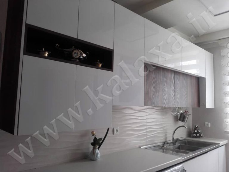 کابینت دوپله سفید چوب هایگلاس سفید