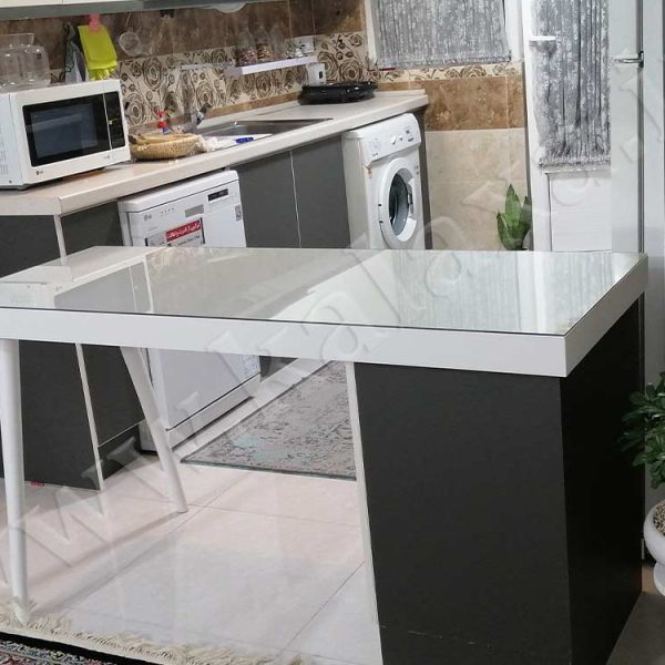 طراحی و اجرای کابینت مدرن سفید مشکی + جزیره آشپزخانه (2)