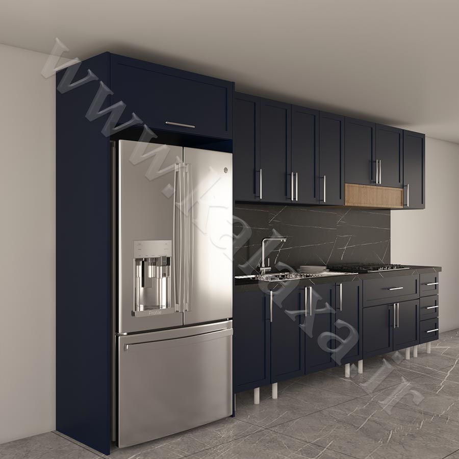 کابینت آماده ممبران نئوکلاسیک 4 متری دارای باکس یخچال درب ساده 10 خرید کابینت آماده وکیوم با قیمت مناسب