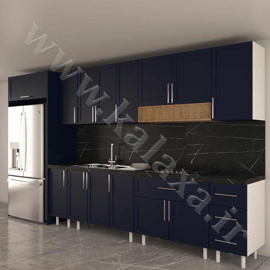 کابینت آماده ممبران نئوکلاسیک 4 متری دارای باکس یخچال درب ساده 12 عکس کابینت آماده ممبران با طرح ساده و مینیمال