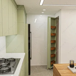طراحی کابینت هایگلاس agt ترک سبز مات اجرای طراحی داخلی کابینت هایگلاس agt ترک سبز مریم گلی