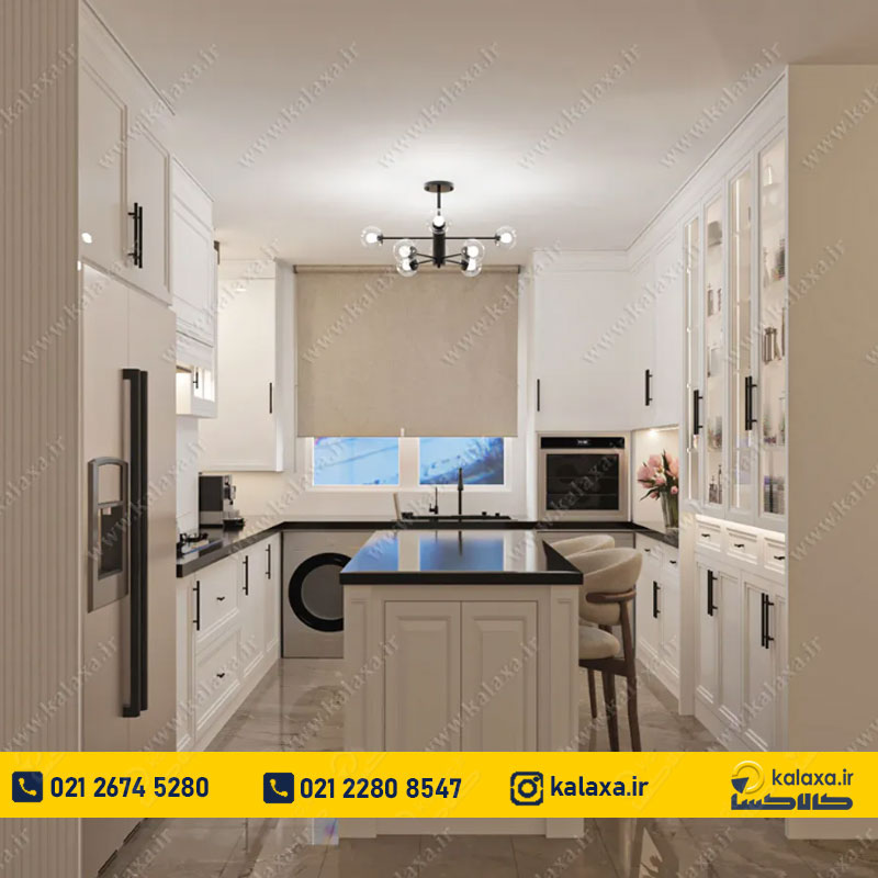 کابینت ممبران سفید و مشکی ترکیبی از تضاد کلاسیک و مدرن