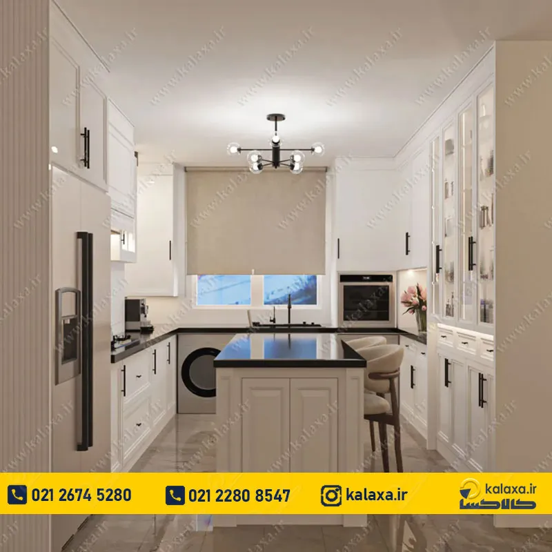 کابینت ممبران سفید و مشکی ترکیبی از تضاد کلاسیک و مدرن