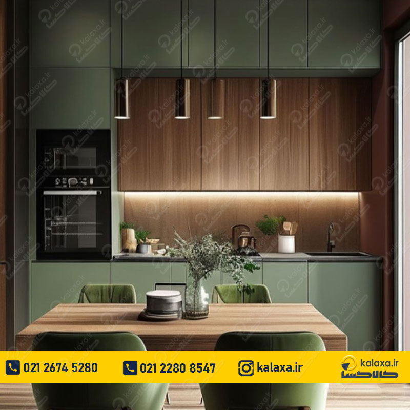 مدل کابینت های گلاس سبز براق؛ انتخابی خاص و متفاوت برای آشپزخانه