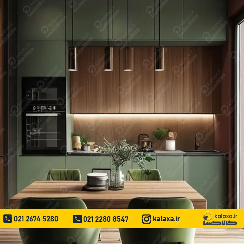 مدل کابینت های گلاس سبز براق؛ انتخابی خاص و متفاوت برای آشپزخانه