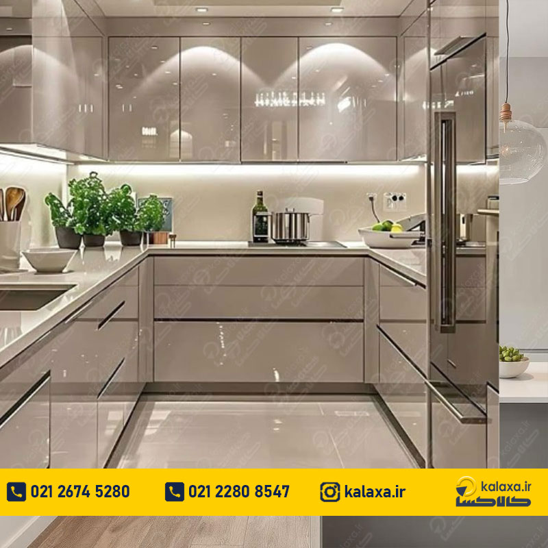 عکس کابینت های گلاس طوسی براق مدرن و شیک