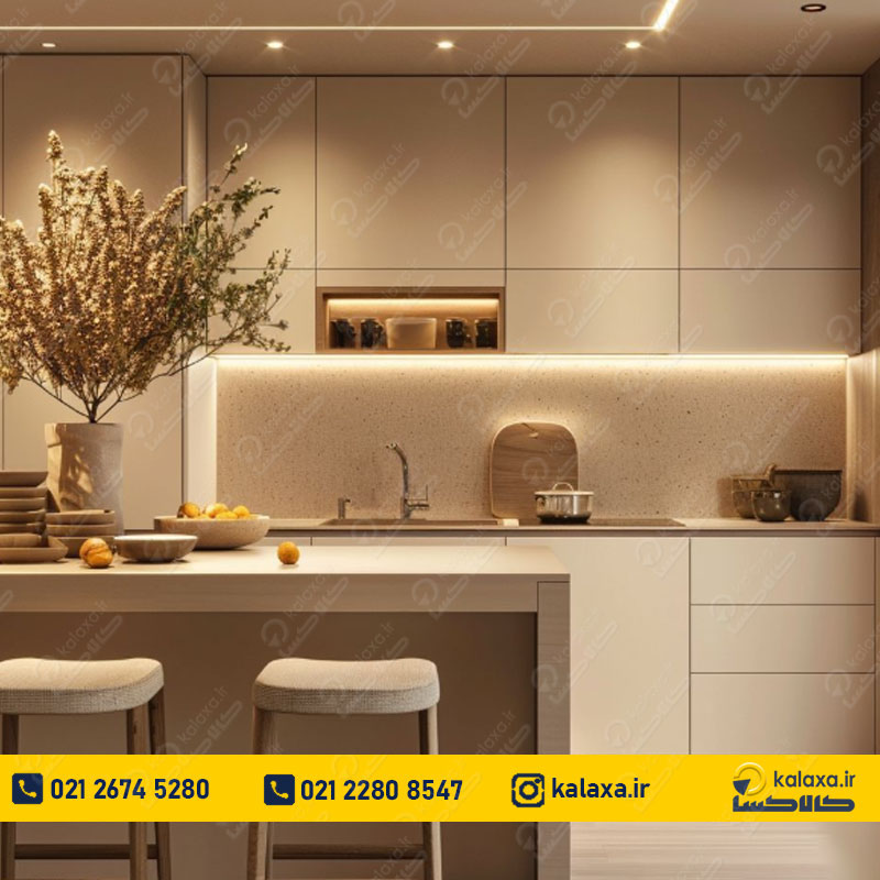 کابینت های گلاس نسکافه ای اکلیلی با جلوه مدرن