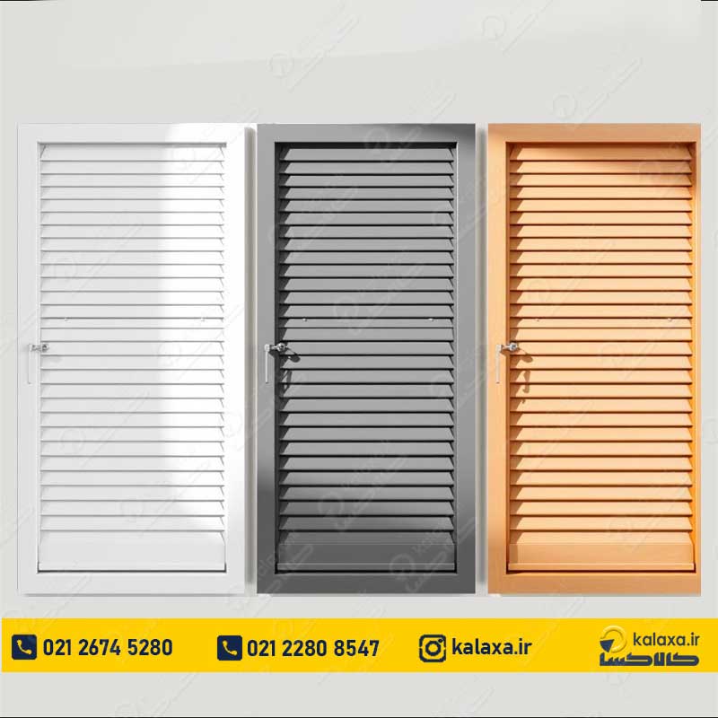 درب کابینت کرکره‌ای با طراحی تیغه‌های افقی باریک و منظم، ظاهری شیک و مدرن 