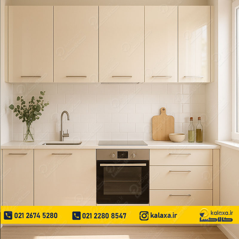 کابینت آماده هایگلاس کرمی