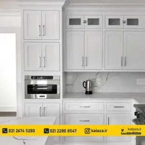 کابینت پله‌ای سفید با طراحی دو پله و مدرن