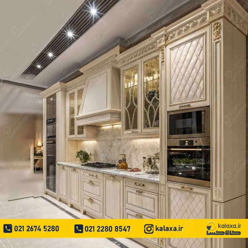کابینت پلی اورتان کرمی سبک کلاسیک