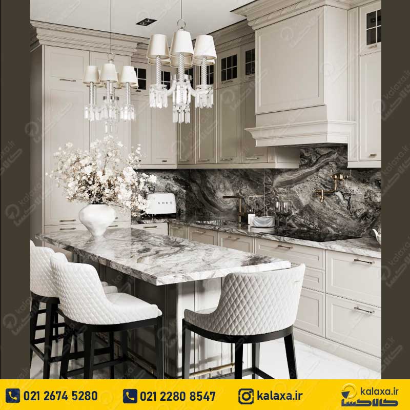 کابینت کلاسیک رنگ طوسی اروپایی