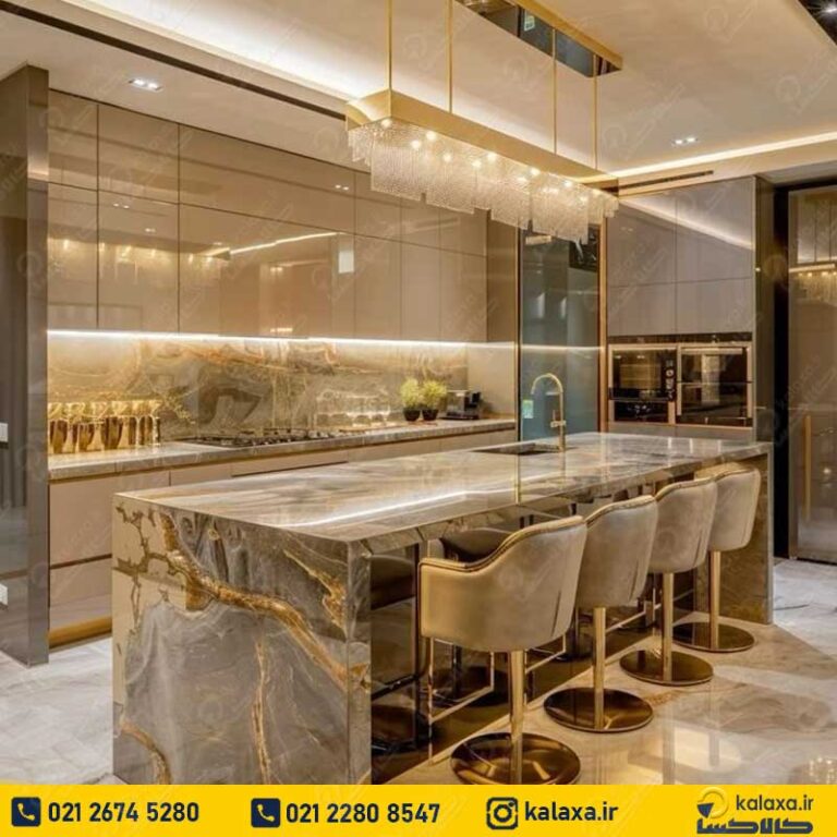 مدل جدید کابینت‌ مدرن سفید طلایی