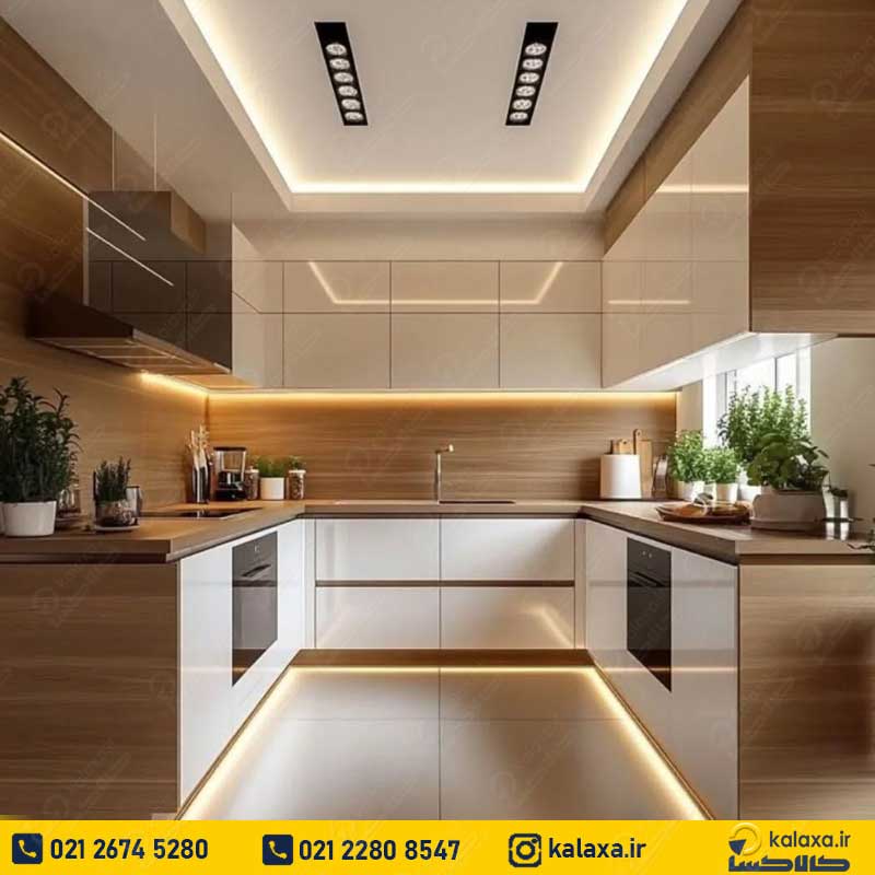 کابینت آشپزخانه مدرن و شیک طرح چوب