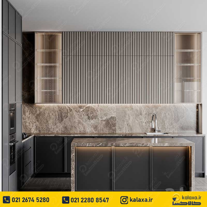 جدیدترین مدل و رنگ کابینت نئوکلاسیک طوسی