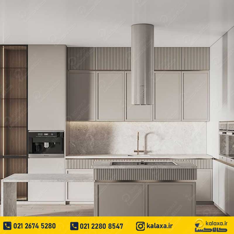 مدل کابینت نئوکلاسیک طوسی دورنگ تیره-روشن