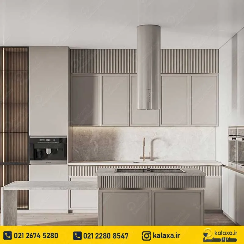 مدل کابینت نئوکلاسیک طوسی دورنگ تیره-روشن