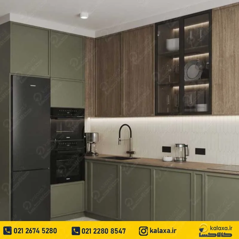 کابینت نئوکلاسیک دو رنگ سبز