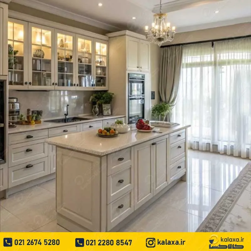 کابینت نئوگلاسیک سفید صدفی