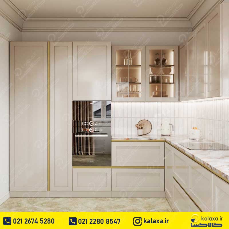 جدیدترین مدل کابینت نئوکلاسیک سفید طلایی
