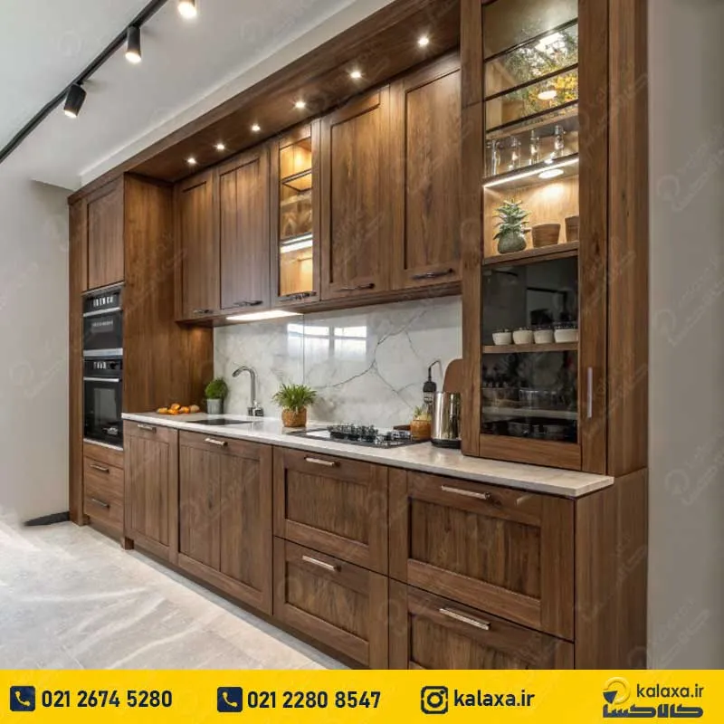 کابینت نئوکلاسیک قهوه ای چوبی