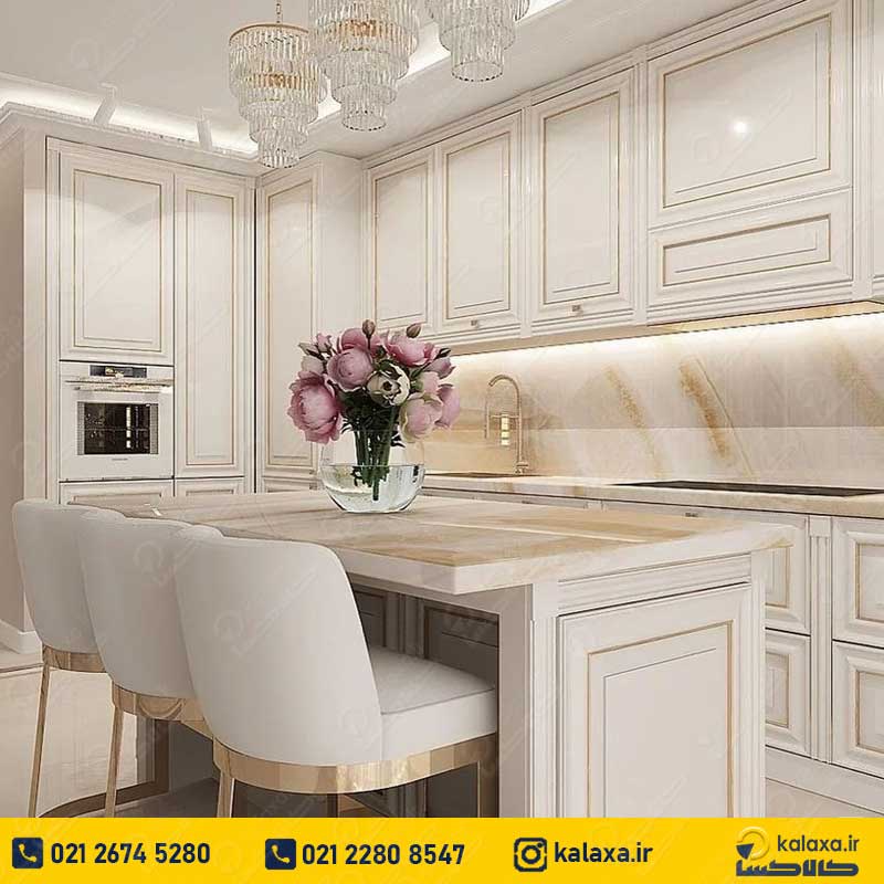کابینت کلاسیک سفید طلایی