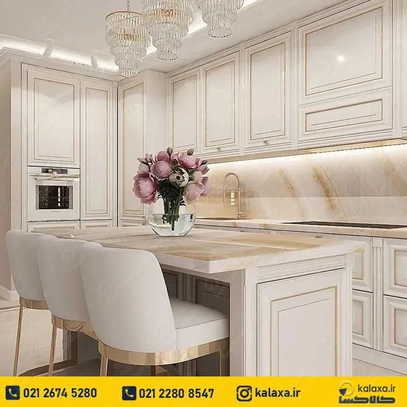 کابینت نئوکلاسیک سفید طلایی