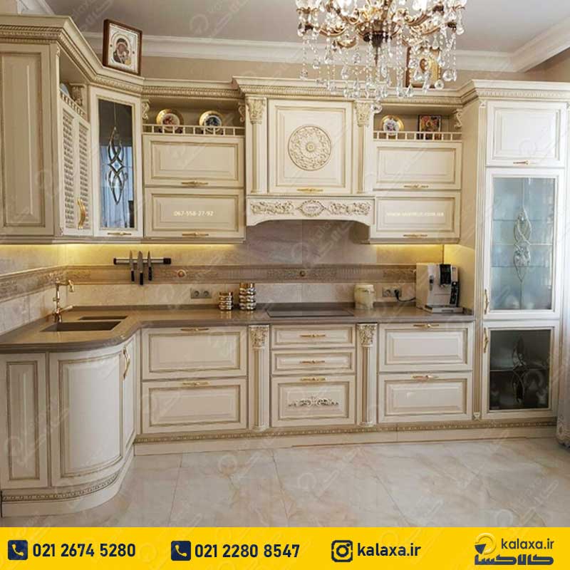 کابینت کلاسیک سفید طلایی جدید