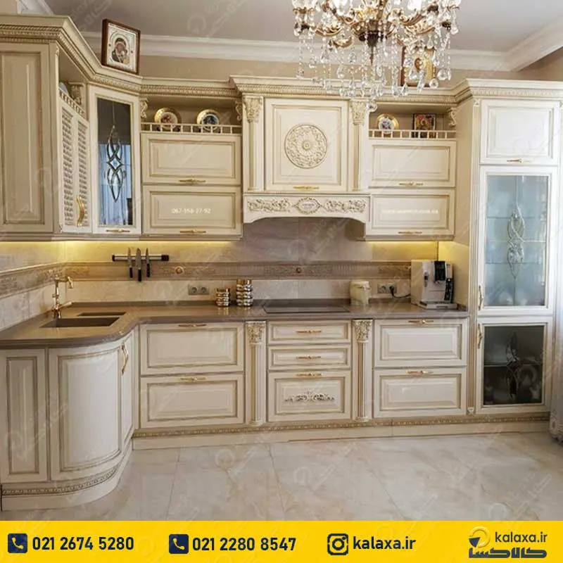 کابینت کلاسیک سفید طلایی جدید